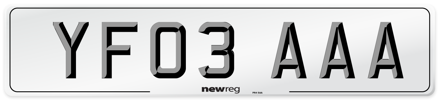 YF03 AAA Number Plate from New Reg